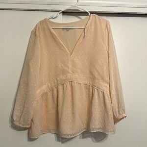 Loft Light Pink Swiss Dot top - size L